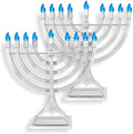 Zion Judaica Pack of 2 Hanukkah Electric Menorahs LED USB Powered Menorah Electronic Hanukkiah Battery Minorah Flamless Chanukah Candles (Silver, 2) by ZionJudaicaLtd