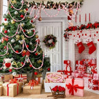 Bucherry 4 Pcs Christmas Wood Bead Garland 28.8 Feet, Pink, Natural - Image 6