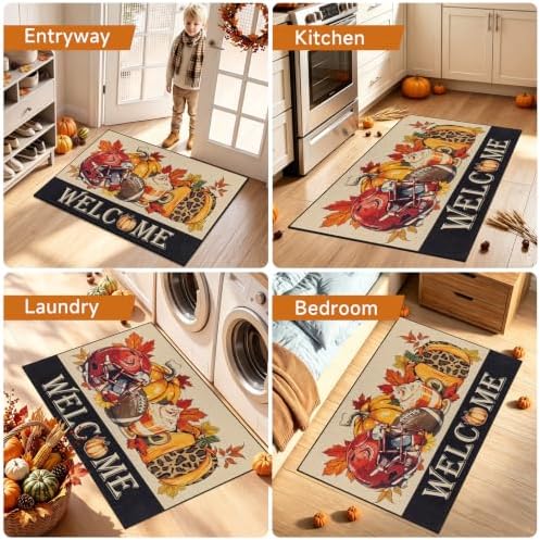 Vaukki Fall Pumpkin Entryway Mat for Front Door, 32x48 Inch Entrance Mat - Image 3