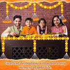 Giegxin 3 Pcs Marigold Garland for Diwali Decoration 4.92 feet Long Strand Artificial Marigold Flowers for Diwali Pooja Indian Home Wedding Dia De Los Muertos Day of The Dead (Orange Yellow) - Image 5