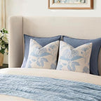 Foindtower Set of 2 Linen Floral Vintage Throw Pillow Covers Neutral Accent Decorative Cozy Cushion Covers Farmhouse Boho Home Decor for Sofa Chair Couch Bedroom Living Room,24×24 Inch,Sky Blue - Image 7