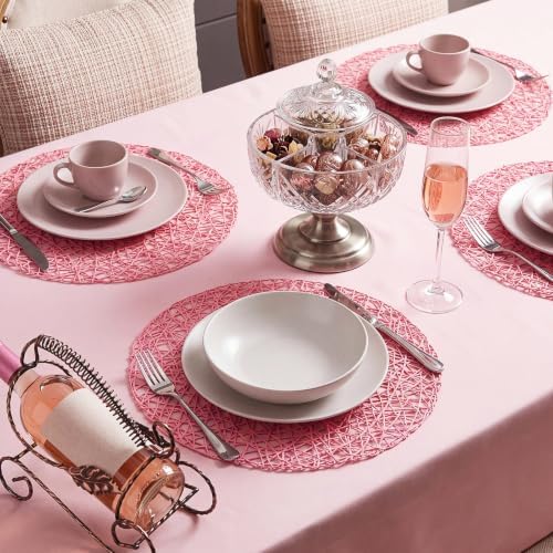 Threehoney Paper Braided Round Placemats, Set of 24, Pink, 13 in - Image 5