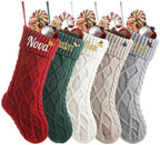 Personalized Christmas Stockings,Custom Embroidered Name & Monogram Knit Stockings for Kids,Family - Raised Ridged Cable Knit 18" Christmas Stocking for Fireplace Holiday Decor(10 Pack) by Infiher