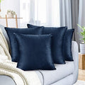 Nestl Throw Euro Pillow Covers, Cozy Velvet Decorative Pillow Covers 26 x 26 Inches, Soft Solid Couch Pillow Case for Sofa, Bed and Car, Set of 4 - Navy Blue by Nestl