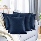Nestl Throw Pillow Covers, Cozy Velvet Decorative Autumn Pillow Covers 22 x 22 Inches, Soft Solid Couch Pillow Covers for Sofa, Bed and Car, Set of 4 - Navy Blue by Nestl