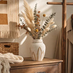 Living Room Decor Flower Vase,Wood Farmhouse Decor Ceramic Vases Aesthetic,Office Flower Pot for Desk, Boho Coffee Table Bookshelf Laundry House Decorations,Kitchen Accessories - Image 4