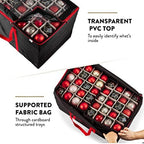Premium Large Carrying Christmas Ornament storage Box with Clear Lid, 3" Compartment, Contains 10 Trays, Keeps 200 Holiday Ornaments & Xmas Accessories, Made Of Tear Proof Made Of 600D Oxford Fabric - Image 4
