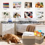 3 Pack Woven Baskets,Storage Baskets for Shelves with Handles - Image 5