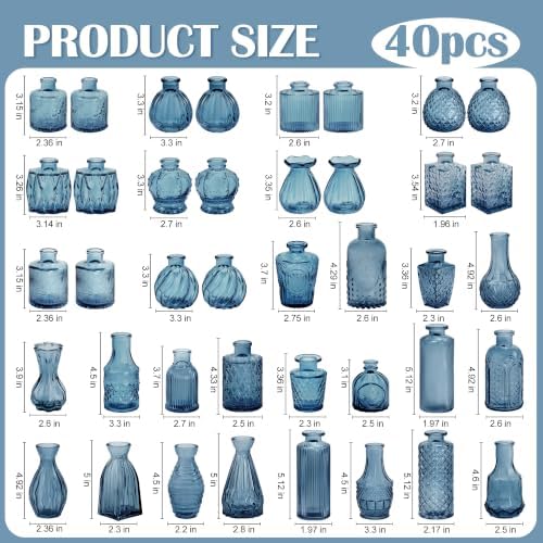 Glass Bud Vases in Bulk Small Mini Dark Blue Vase for Flowers 40pc - Image 2