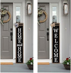 Front Porch Welcome 2in1 Standing Sign 45"X9" Wood Black by LuZhiQiang