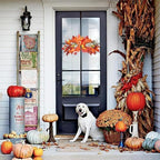 Fall Arch Swags 25.6" Prelit Fall Swag with Lights Harvest Red Leaves Pumpkins Berries Rich Autumn Elements Garland Wreath for Halloween Thanksgiving Farmhouse Harvest Arch Front Door Home Décor - Image 6