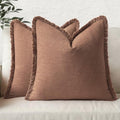 MIULEE Linen Fringe Decorative Fall Euro Throw Pillow Covers Brick 22x22 by MIULEE