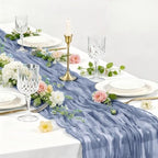 DeZerlor Dusty Blue Cheesecloth Table Runners 12 Pack Summer Boho Runners - Image 2