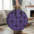 24 Inch Round Storage Bag 1 Pack,Happy Halloween Scary Pumpkin Skeleton Waterproof Wreath Storage Container with Handles&Zipper Purple Black Closet Organizer Bags Garland Box by Unknown