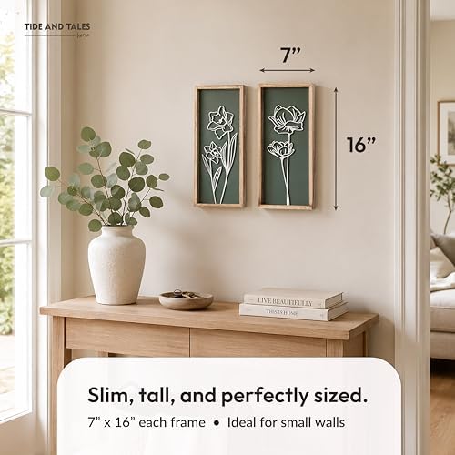 Tide and Tales Floral 3D Green Wall Art, Botanical Wall Decor, Set of 2 - Image 3
