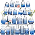 KOIUEYW Bud Vases Set of 24, Gradient Blue Vintage Small Vases for Flowers, Clear Crystal Mini Glasses in Bulk, Small Flower Design for Centerpieces Wedding Home Flower Party Decor by Unknown