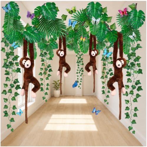 72PCS Jungle Theme Decorations Kit, 20ft with Hanging Monkeys by Ertar