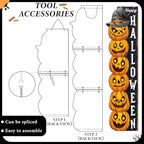 47" Halloween Porch Sign Lighted, Wooden Pumpkin Front Door Decor - Image 5