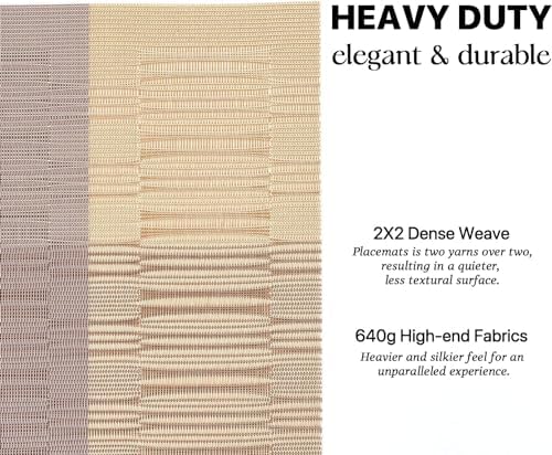 LEXMORE PlaceMats Set of 12 Vinyl/Plastic Woven Place Mats for Kitchen Table Indoor/Outdoor Washable PlaceMat Wipeable Dining Table Mats(Gold Dune) - Image 3