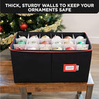 Christmas Ornament Storage Container with Dividers - Box Stores Up to 54 Ornaments, Zippered, Convenient, Adjustable, Large Organizer Bin to Protect Holiday Décor, Fits Most Standard Size, Black - Image 4