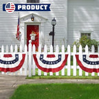 5Pack American Pleated Fan Flag 1.5x3 Ft USA Patriotic Bunting 4th of July Bunting Flags Decor Outside Porch Garden Banner Embroidered Stars & Sewn Stripes Canvas Header Brass Grommets - Image 3