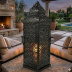 Vela Lanterns Decorative Indoor Moroccan Floor Candle Holder, Black, XL - Image 5