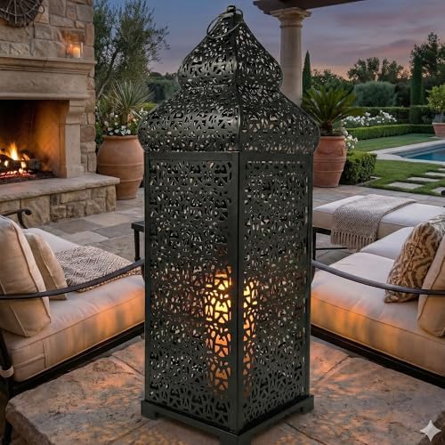 Vela Lanterns Decorative Indoor Moroccan Floor Candle Holder, Black, XL - Image 5