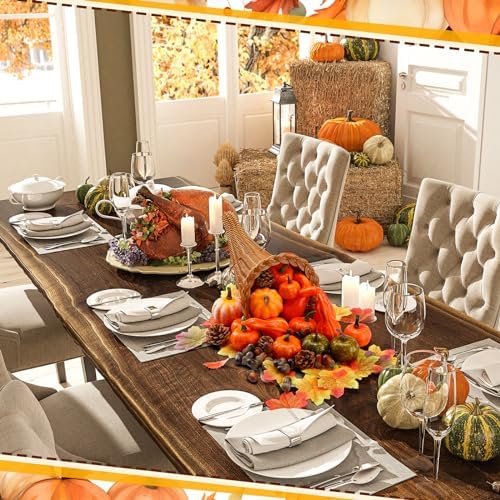 Fall Cornucopia Basket Fall Table Centerpieces 13.78'', Classic - Image 5