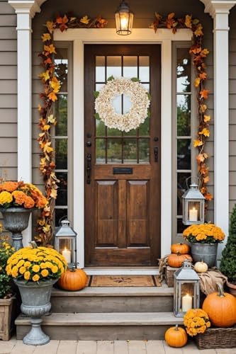 Fall Wreaths for Front Door 22 inch Autumn Wreath with Hydrangeas - Image 4