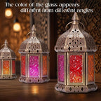 Retisee 2 Pcs 6.7 Inch Moroccan Lantern Decorative Hanging Indoor & Outdoor, Vintage Metal Candle Lantern Holder, Mini Candle Holder, for Table, Patio, Porch, Shelf, Ramadan Eid Ul Fitr Home Decor - Image 4