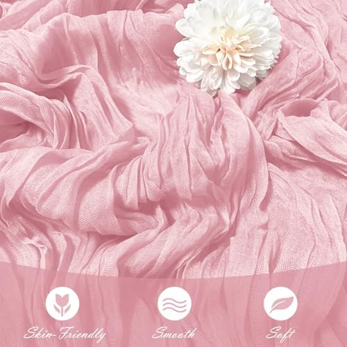 30 Pack Light Pink Cheesecloth Table Runner 17 x 108 inch Cheese Cloth Table Runners 9ft Pink Table Runner Rustic Romantic Sheer Gauze Runner for Wedding Party Baby Shower Table Decoration - Image 5