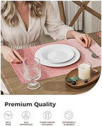 Leetaltree Gradient Pink Woven Placemats Set of 24 - Heat Resistant Non-Slip Place mats for Dining Table, Washable Durable PVC Vinyl Woven Table Mats(Gradient Pink, 24) - Image 6