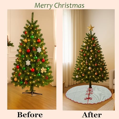 Ridhi Green Stripe & Red Block Print Cotton Christmas Tree Skirt 70 Inch - Image 3