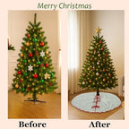 Ridhi Green Stripe & Red Block Print Cotton Christmas Tree Skirt 60 Inch - Image 3