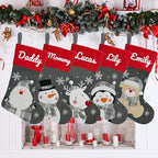Set of 3, 18" Dia Personalized Gray Christmas Stockings with Embroidery Names, with Holders,Quality Thick Fleece Material Stockings for Family Décor(Set of 3-D) - Image 4