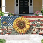 16x7FT Patriotic Garage Door Banner, Ameri-ca Flag with Sunflower Vintage Design, Extra Large Outdoor Garage Door Cover for Independence Day and Home Decor - Image 6