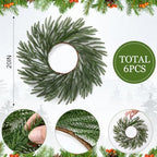 Christmas Round Placemat Set of 6 Artificial Norfolk Wreath Charger - Image 2