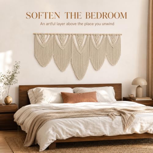 oiikain Extra Large Macrame Wall Hanging, 5-Piece Boho Decor, 73 x 32 Inch - Image 4