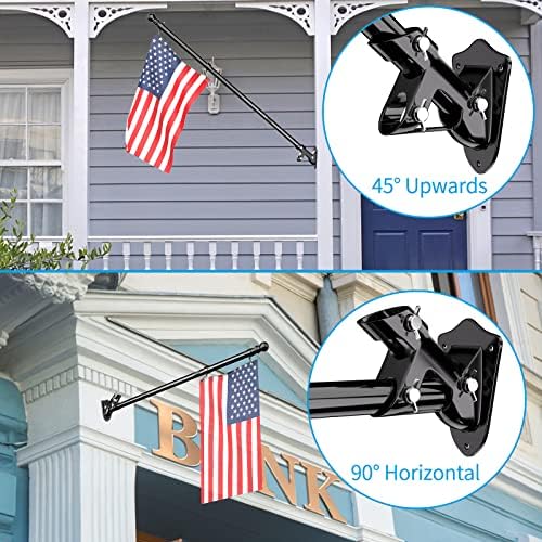 ZMTECH Flag Pole - Upgraded Bracket, (2 Packs) 6 FT Stainless Steel Flag Poles for Outside House, Residential or Commerical, Tangle Free Flag Pole Kit for American Flag (Without Flag, Black) - Image 2