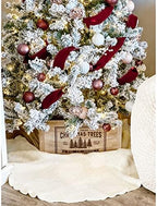 NIBESSER Knit Tree Skirt Ruffled Christmas Tree Skirt White 48 Inches Knitted Thick Rustic Xmas Holiday Decoration Large Xmas Tree Collar Mat Ivory White - Image 3