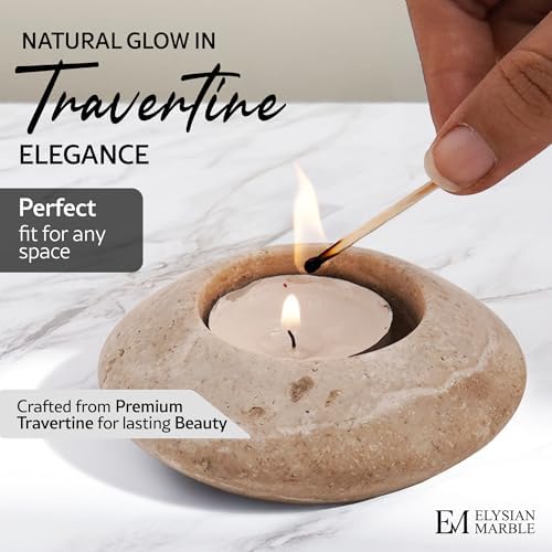 Tea Light Candle Holders Set of 3 – Handcrafted Natural Marble Tealight & Votive Holders in Graduated Sizes (4", 3.5", 3"), Decorative Stone Candle Holders for Home Décor & Table Centerpieces - Image 2