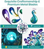 Peacock Wind Spinners Outdoor Kinetic Turquoise Green Garden Yard Art - Image 6