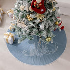 CROWNED BEAUTY 48 Inch Blue Velvet Christmas Tree Skirt, Tree Embroidery - Image 6