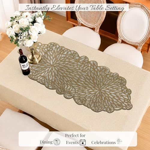 Hand Beaded Table Runner 13 x 36 Inch, Decorative Glass Bead Table Runner with Polyester Back, Elegant Dining Table Centerpiece for Coffee, Console & Buffet Tables, Wedding, Holiday & Home Décor - Image 5