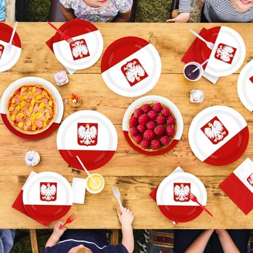 96 Pcs Poland Flag Party National Country Decorations, Serves 24 - Image 7