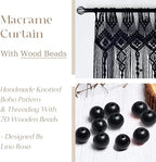 Lino Rosa Beaded Door Curtain for Doorway, Goth Witchy Black Macrame Beads Curtain for Closet Bedroom Wall Hanging Tapestry Grunge Room Decor - Image 2