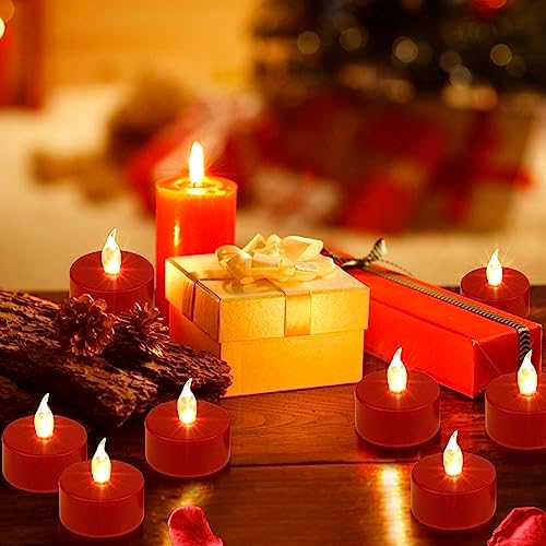 100 Pack Flameless LED Tea Lights Candles Flickering 200+ Hours Red - Image 5