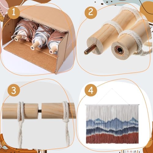 Tiamon Boho Wall Decor - 59''W x 35.4'' L Macrame Wall Hanging Dip-Dye Large Tapestry Art for Home Bathroom Farmhouse Bedroom Living Room Office Natural Modern Rustic Decoration - Image 2