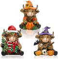 3 Pcs Highland Cow Decor Figurines, Seasonal Holiday Theme by Duucoepl