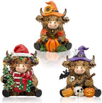 3 Pcs Highland Cow Decor Figurines, Seasonal Holiday Theme by Duucoepl